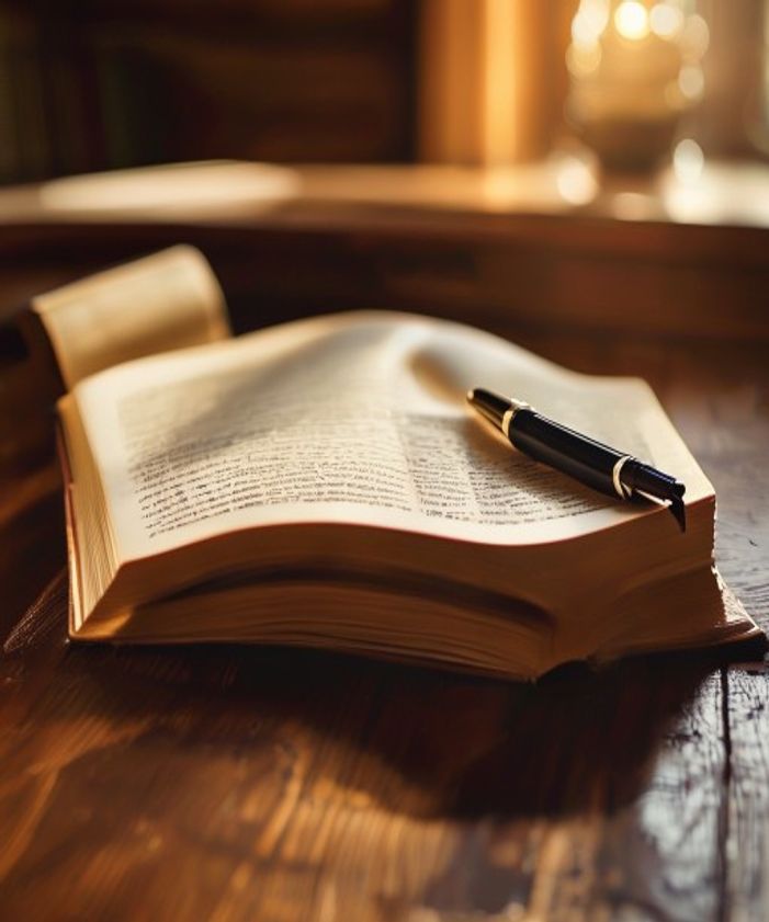Ouvrages d'anglais et cahier sur un bureau, ambiance d'étude classique